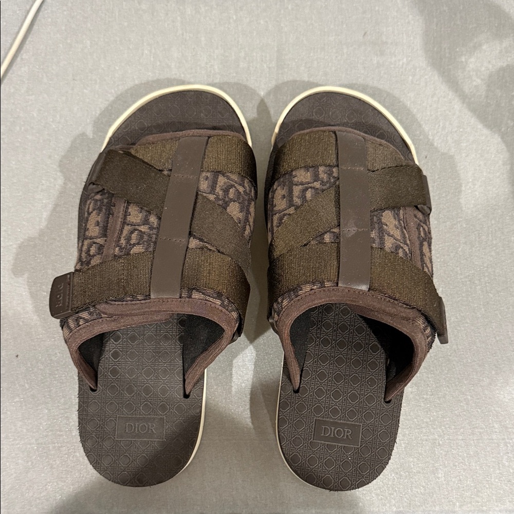Dior Olive and Brown Slides Men’s